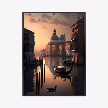 Poster med ram - Sunset in venice