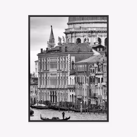 Poster med ram - Black and white gondola on the