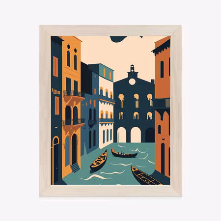 Poster med ram - Grand canal with gondolas in