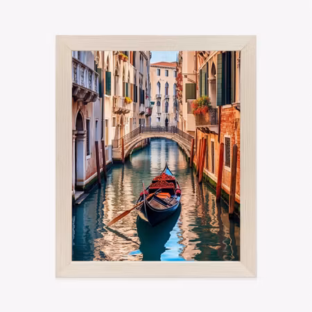 Poster med ram - Gondola on a canal in venice