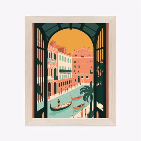 Poster med ram - Gondolas on the venetian grand