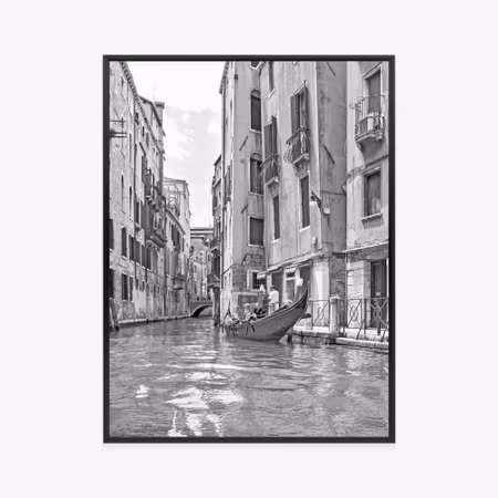 Poster med ram - Gondolas in venice black and