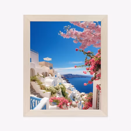Poster med ram - Picturesque view of santorini