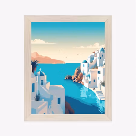 Poster med ram - Beautiful santorini with blue sea