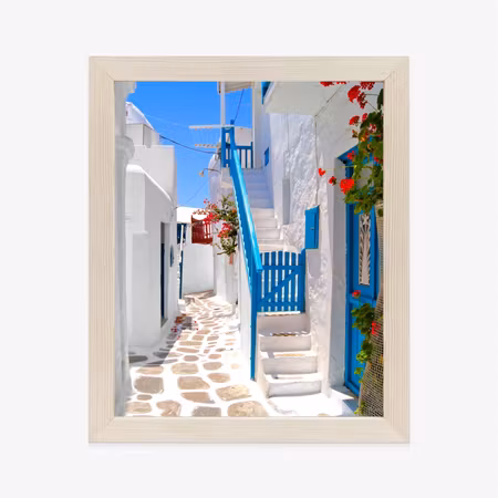 Poster med ram - Picturesque white greek streets