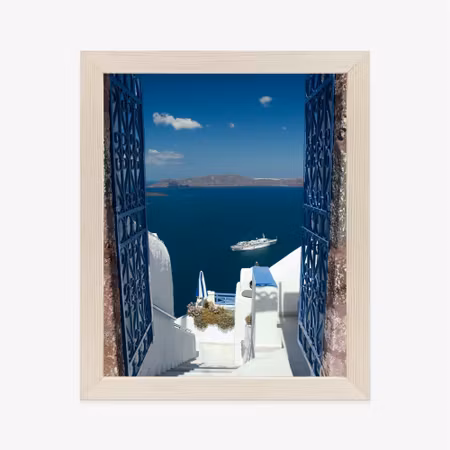 Poster med ram - Santorini blue gate overlooking