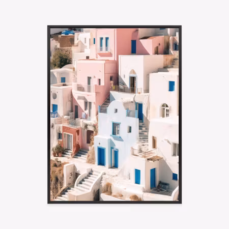 Poster med ram - Colorful greek architecture