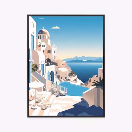 Poster med ram - Greek architecture in santorini