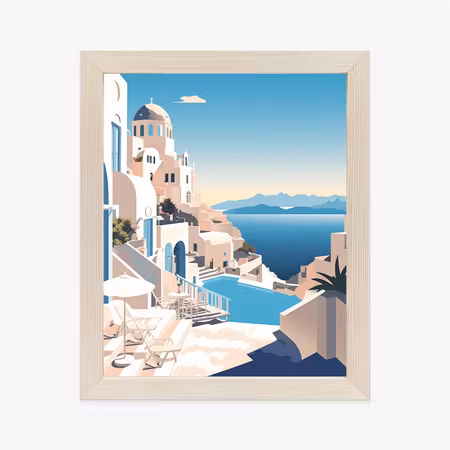 Poster med ram - Greek architecture in santorini