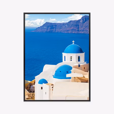 Poster med ram - Santorini landscape with a white