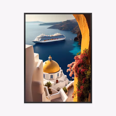 Poster med ram - Cruise ship in the aegean sea