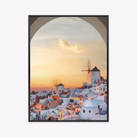 Poster med ram - Oia in santorini at sunset