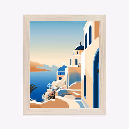 Poster med ram - Picturesque view of santorini