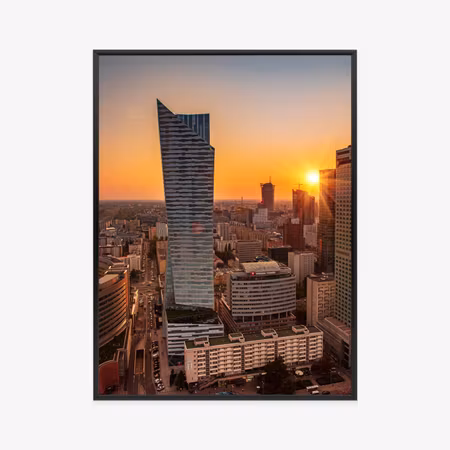 Poster med ram - Skyscrapers in warsaw at sunset