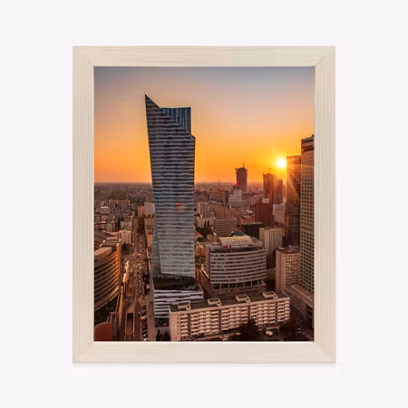 Poster med ram - Skyscrapers in warsaw at sunset