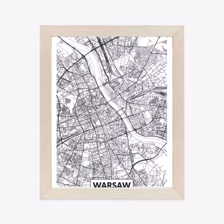 Poster med ram - Warsaw black and white detailed