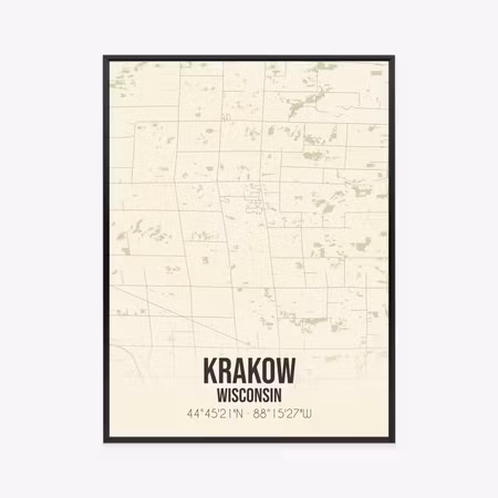 Poster med ram - Retro us city map of krakow