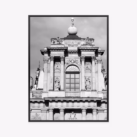 Poster med ram - Warsaw monuments in black and
