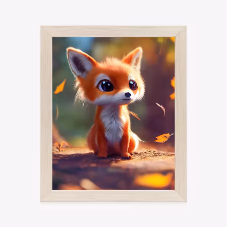 Poster med ram - Tiny cute adorable fox in an