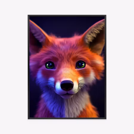 Poster med ram - Animated of a cute fox cartoon