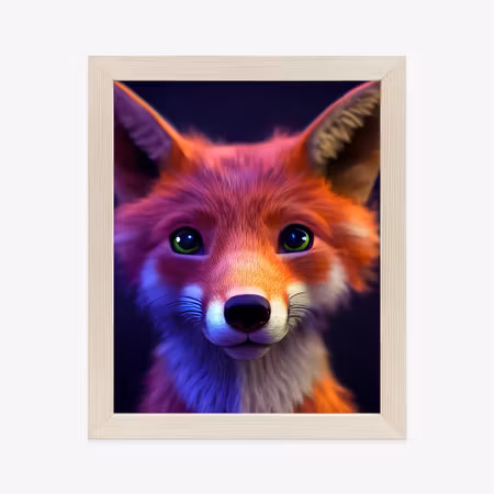 Poster med ram - Animated of a cute fox cartoon