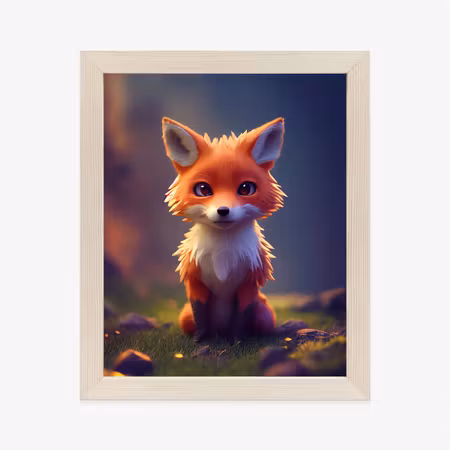 Poster med ram - Portrait of a cute baby fox