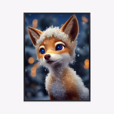 Poster med ram - Red fox in the snow