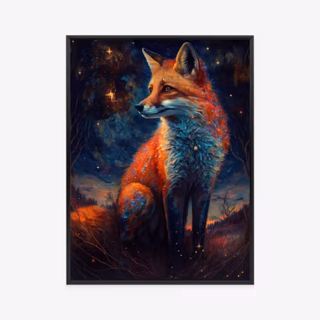 Poster med ram - Magic fox in illustration
