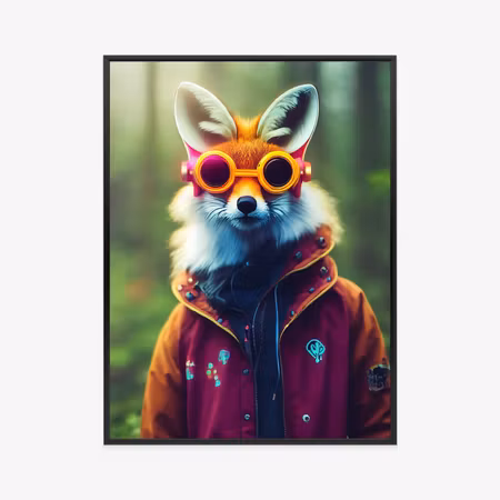 Poster med ram - Portrait of a fox wearing a