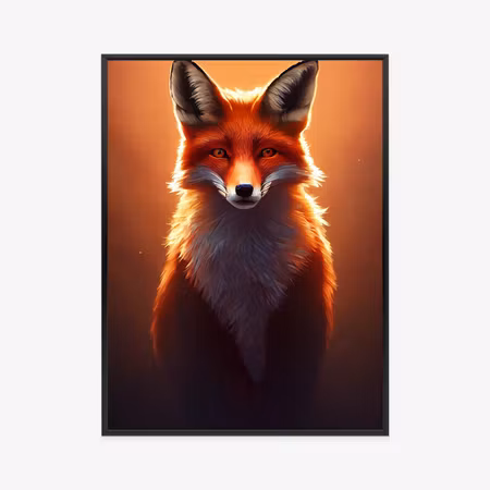 Poster med ram - Colorful vibrant fox portrait