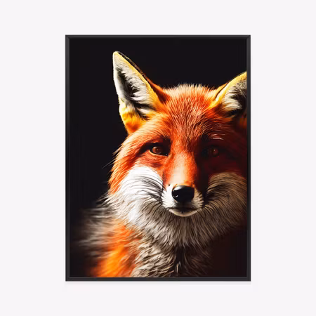 Poster med ram - Realistic fox portrait
