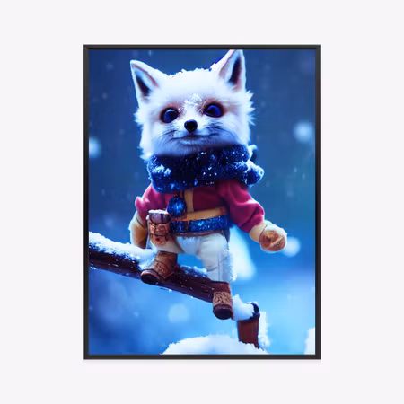 Poster med ram - A cute character of a white snow