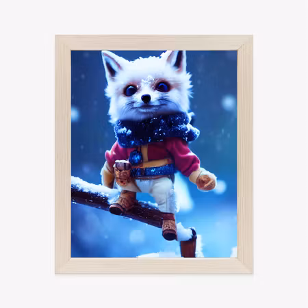 Poster med ram - A cute character of a white snow