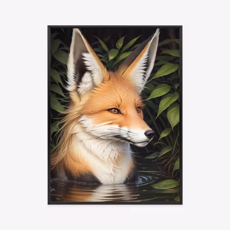 Poster med ram - Portrait of a fox in the water