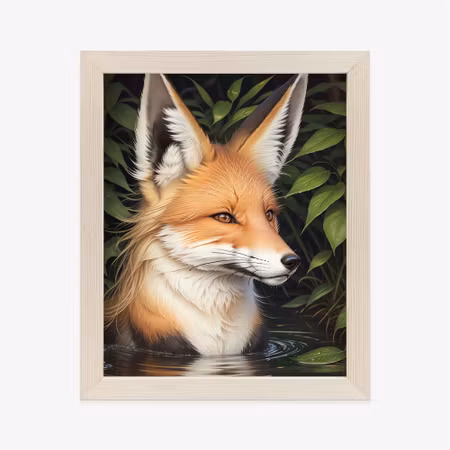 Poster med ram - Portrait of a fox in the water