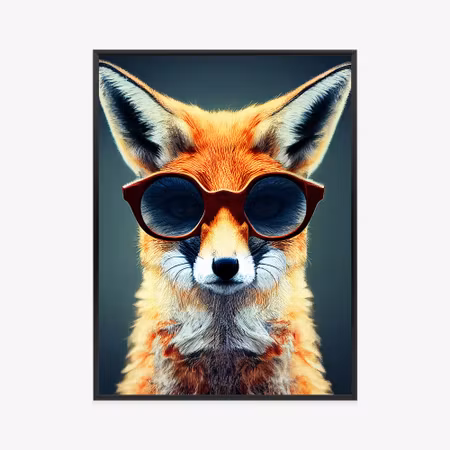 Poster med ram - Portrait of a fox wearing glasses