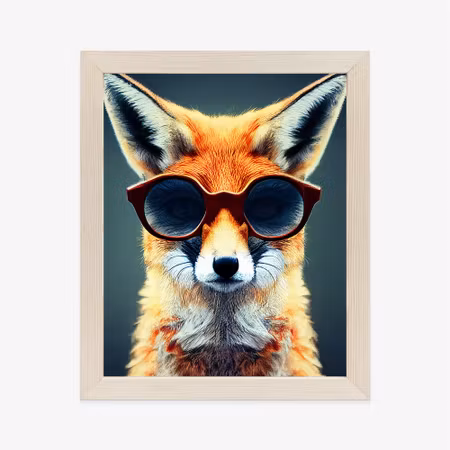 Poster med ram - Portrait of a fox wearing glasses