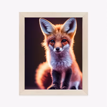 Poster med ram - Red fox portrait cute baby of fox