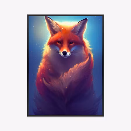 Poster med ram - Colorful vibrant fox portrait