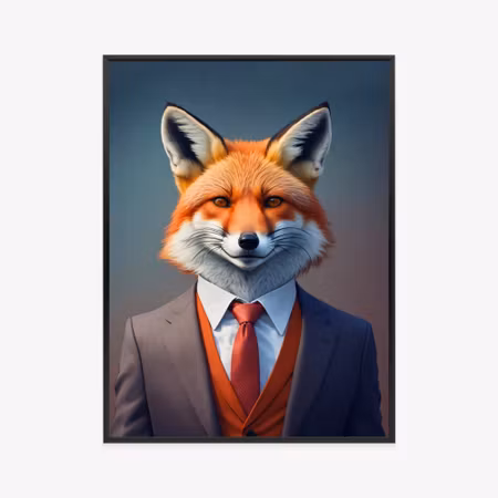 Poster med ram - Portrait of a fox in a man amp s
