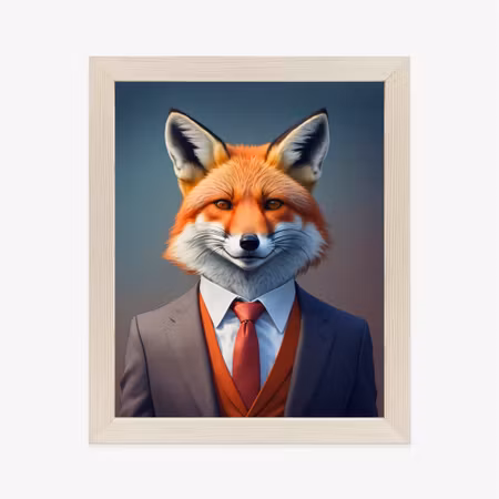 Poster med ram - Portrait of a fox in a man amp s