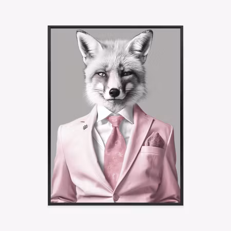 Poster med ram - Fox dressed in a suit