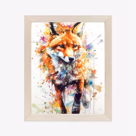 Poster med ram - Fox on a colorful painting