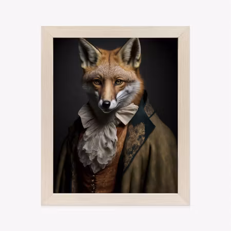 Poster med ram - Fox in retro clothes
