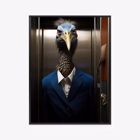Poster med ram - A bird with a beak in a jacket
