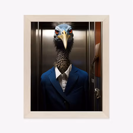 Poster med ram - A bird with a beak in a jacket
