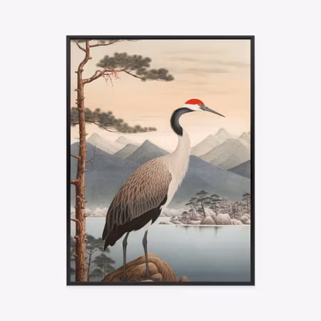 Poster med ram - Illustration with a crane and a