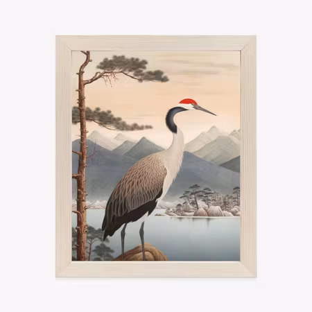 Poster med ram - Illustration with a crane and a