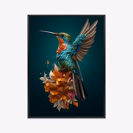 Poster med ram - Hummingbird with spread wings