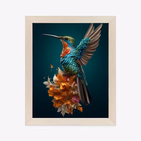 Poster med ram - Hummingbird with spread wings